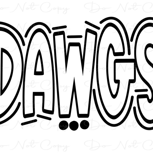 DAWGS - Doodle lettres fond Transparent - Sublimation PNG et SVG - oeuvre numérique