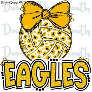EAGLES - Volleyball Leopard - With Bow - School Spirit - Sublimation PNG - Digital Art