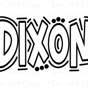 DIXON - Doodle Letters Transparent Background - Sublimation PNG and SVG - Digital Artwork