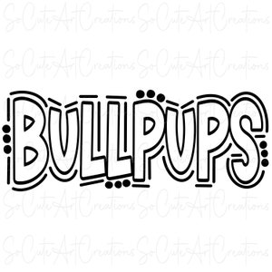 BULLPUPS - Doodle Word - Sublimation PNG and SVG - Digital Artwork