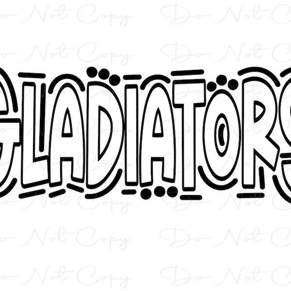 GLADIATORS - Doodle Letters Transparent Background - Sublimation PNG and SVG - Digital Artwork