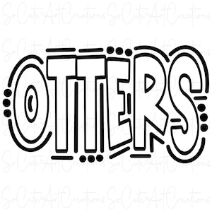 OTTERS - Doodle Letters Transparent Background - Sublimation PNG and SVG - Digital Artwork