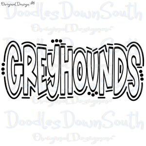 GREYHOUNDS - Doodle Letters Transparent Background - Sublimation PNG and SVG - Digital Artwork