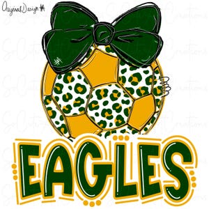 EAGLES - Soccer - Leopard Print - School Spirit - DTF Sublimation PNG - Digital Art