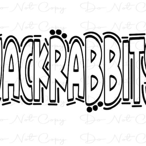 JACKRABBITS - Doodle Letters Transparent Background - Sublimation PNG and SVG - Digital Artwork