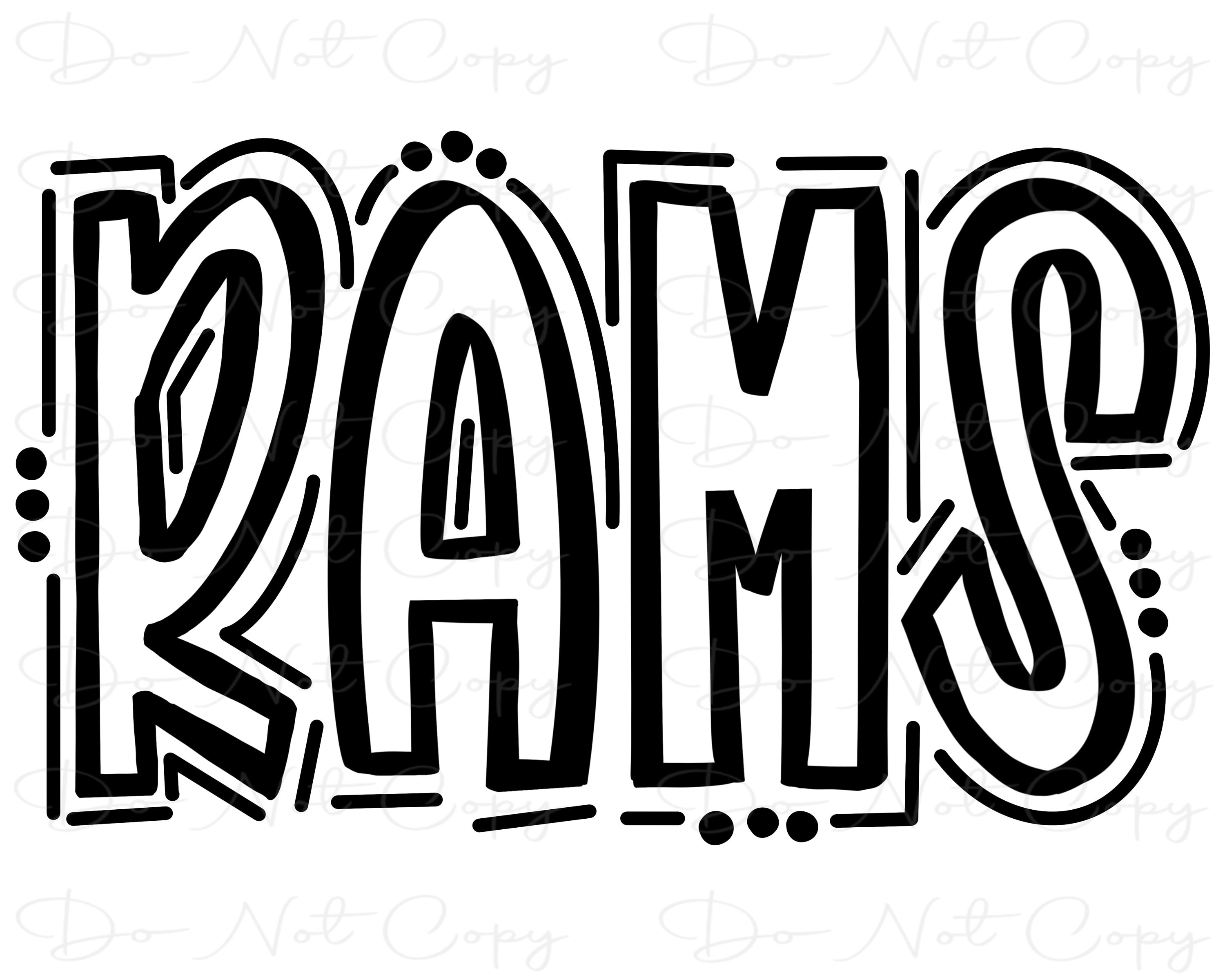 La Rams Letters RAMS - Doodle Letters Transparent Background - Sublimation PNG and SVG ...