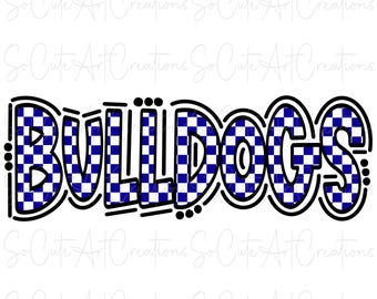 BULLDOGS -  Checker Doodle Word  - DTF Sublimation PNG - Digital Artwork - Clip Art