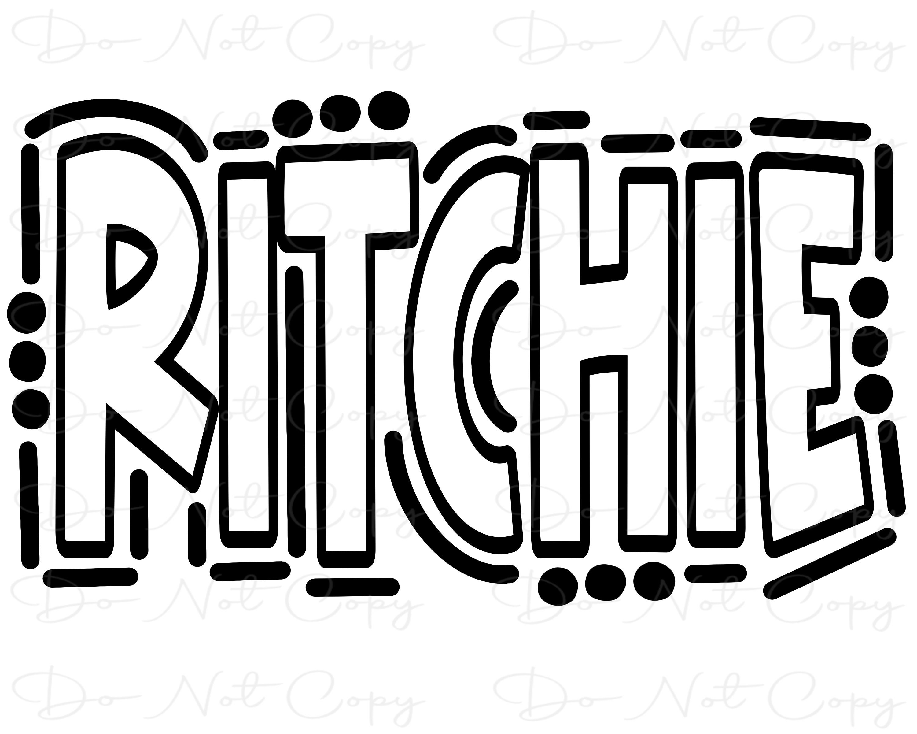 Ritchie Lettering RITCHIE - Doodle Word - Sublimation PNG and SVG - Digital Artwork - Etsy
