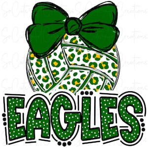 EAGLES - Volleyball Leopard - With Bow - School Spirit - Sublimation PNG - Digital Art