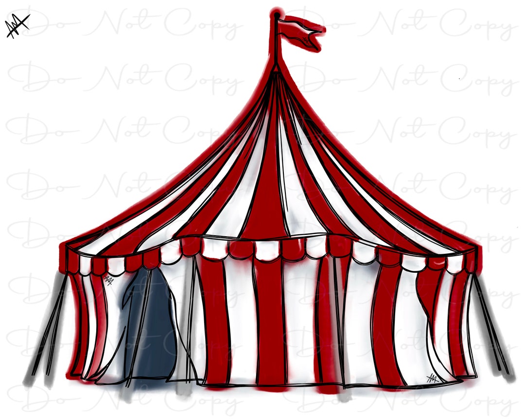 Fair Circus Tent - Watercolor Sketch - Hand Drawn - Sublimation PNG ...