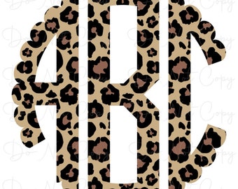 Mantelmonogram met luipaardprint PNG - eerste ontwerp op maat (digitale download)