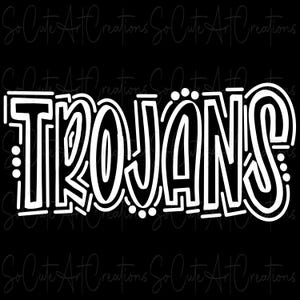 TROJAN - Weißes Gekritzel Wort - DTF Sublimation Png SVG - Digitales Kunstwerk