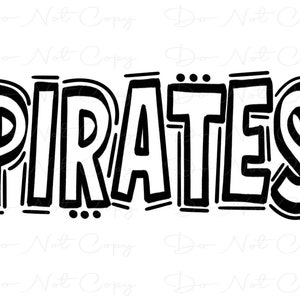 PIRATES - Doodle Letters Transparent Background - Sublimation PNG and SVG - Digital Artwork