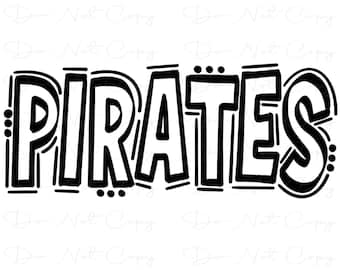 PIRATES - Doodle Letters Transparent Background - Sublimation PNG and SVG - Digital Artwork