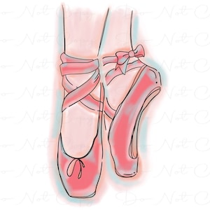 Ballet Slippers - Watercolor- Sublimation PNG - Digital Artwork - Clip Art