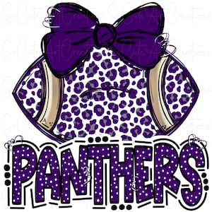 PANTHERS - Football and Bow - Doodle Letters - School Spirit - Sublimation PNG - Digital Art