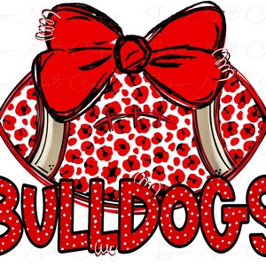 BULLDOGS Football and Bow - Doodle Letters - School Spirit - Sublimation PNG - Digital Art
