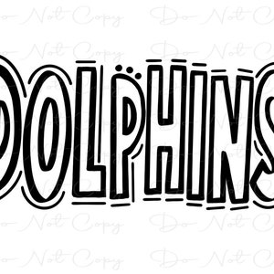 DAUPHINS - Doodle Letters Transparent Background - Sublimation PNG et SVG - Œuvre d’art numérique