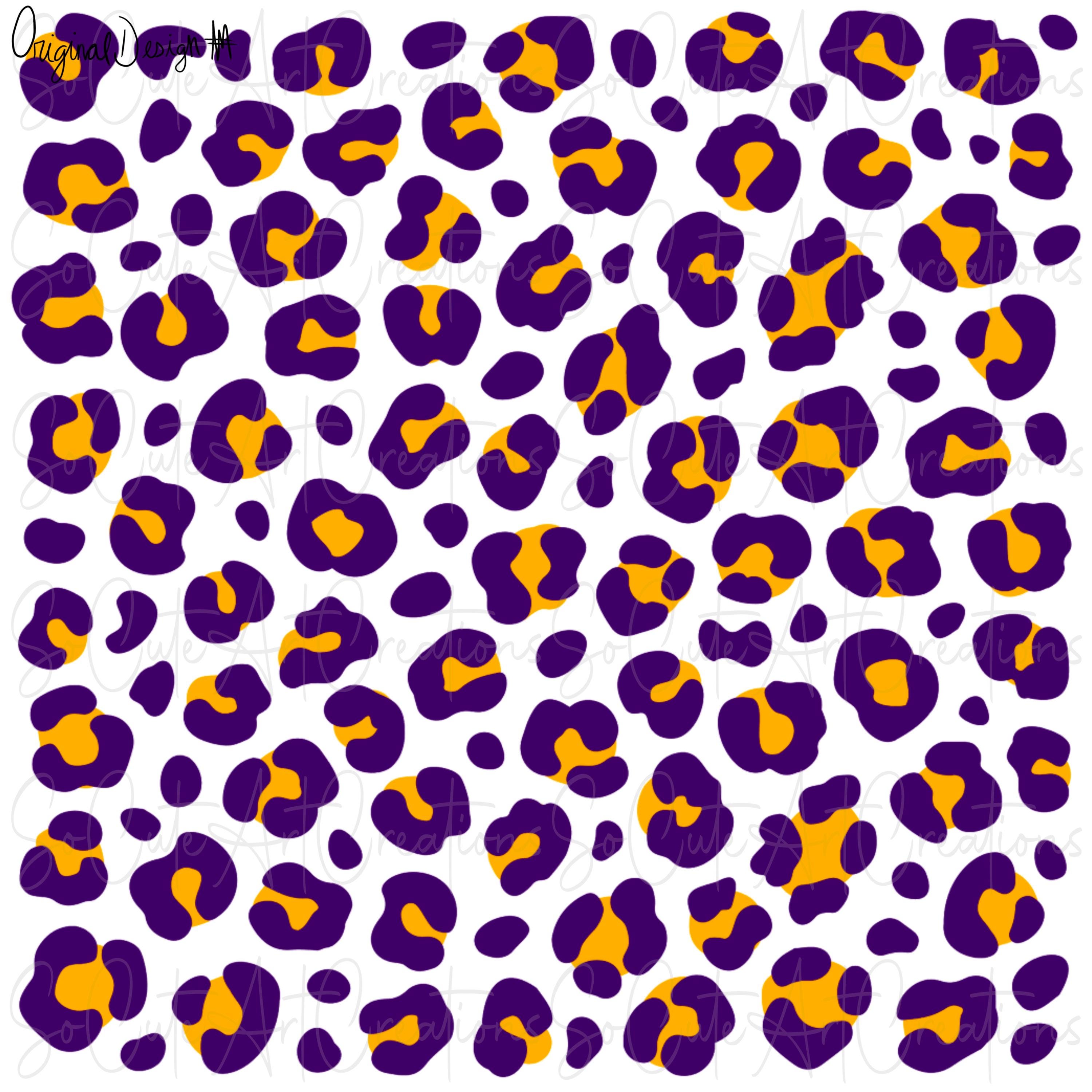 ヒョウ柄 - 紫と黄色のゴールド - PNG - デジタルアートワーク
