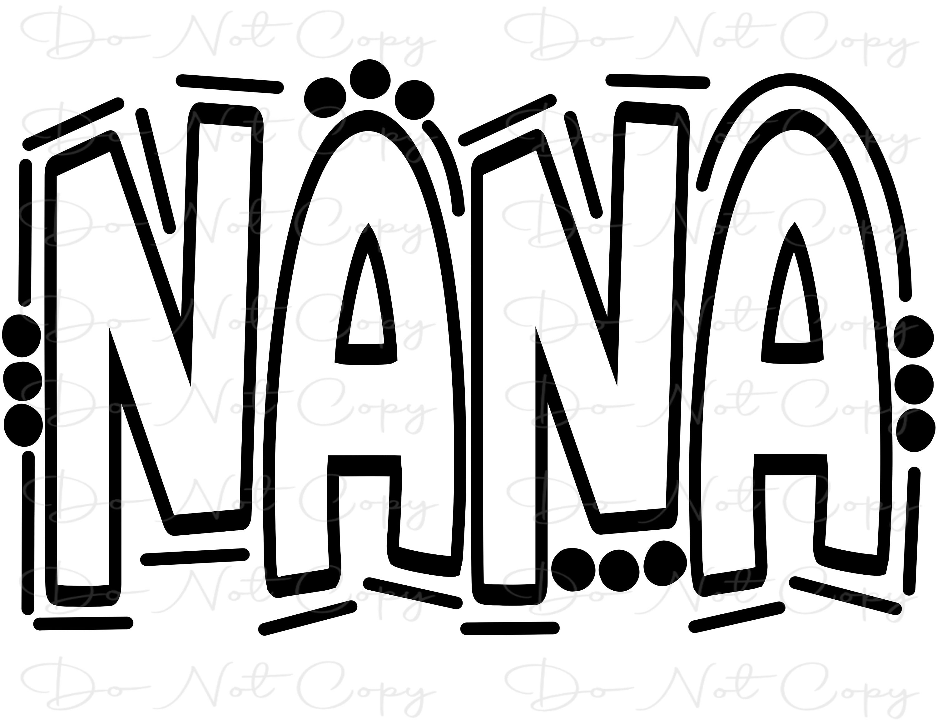 NANA - Doodle Letters - Transparent - Sublimation PNG SVG