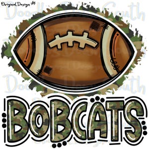 Fútbol americano BOBCATS de camuflaje - Espíritu escolar - Sublimación PNG - Arte digital