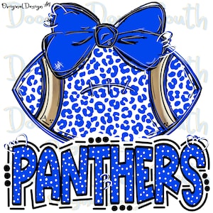 PANTHERS - Football and Bow - Doodle Letters - School Spirit - Sublimation PNG - Digital Art
