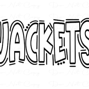 JACKETS - Doodle Letters Transparent Background - Sublimation PNG and SVG - Digital Artwork