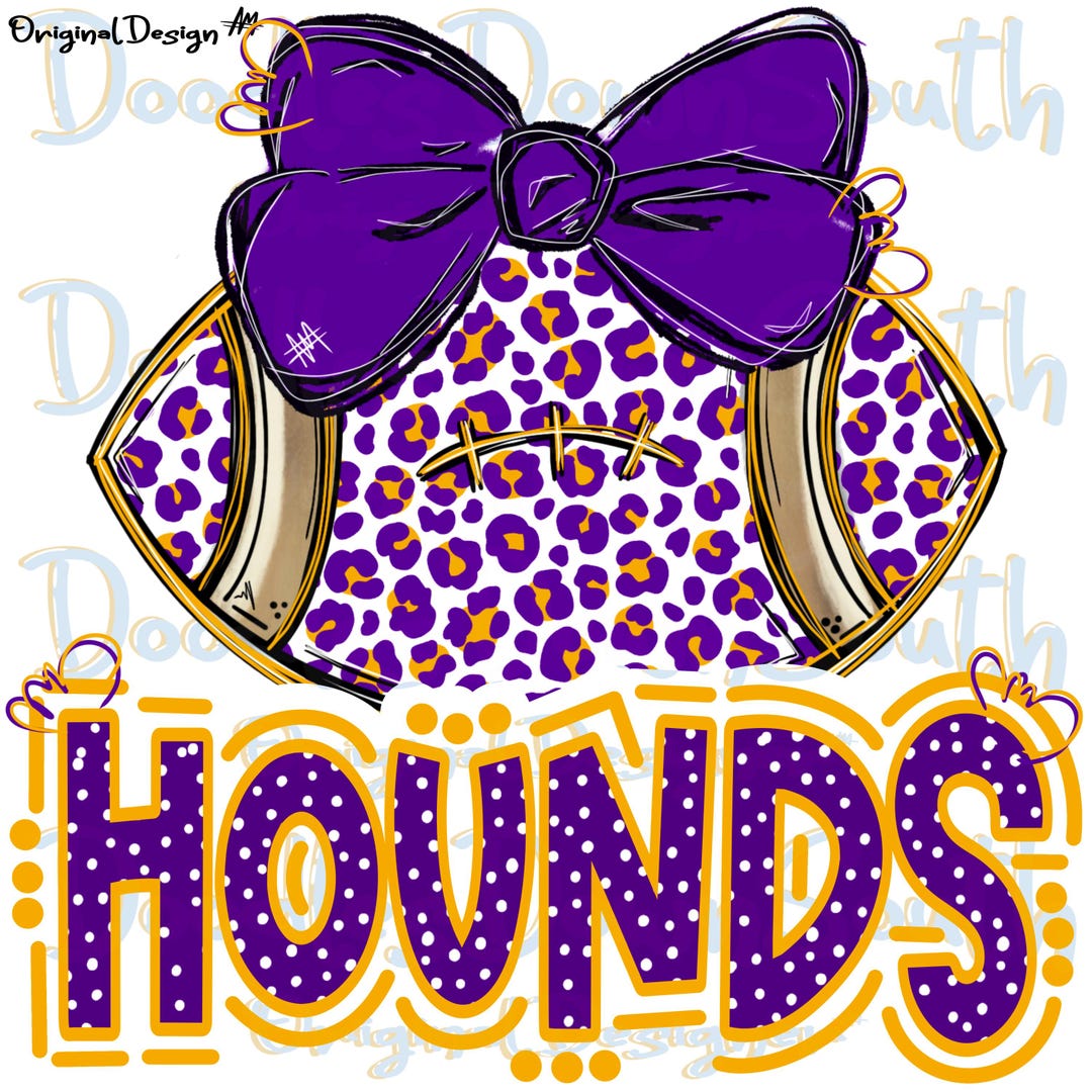 HOUNDS Football and Bow - Doodle Letters - School Spirit - Sublimation ...