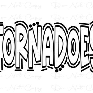 TORNADOES - Doodle Letters Transparent Background - Sublimation PNG and SVG - Digital Artwork