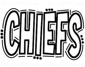 CHIEFS - Doodle Letters - Sublimation PNG and SVG - Digital Artwork - Clip Art