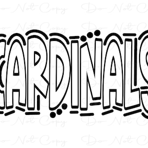 CARDINALS - Doodle Word - Sublimation PNG and SVG - Digital Artwork