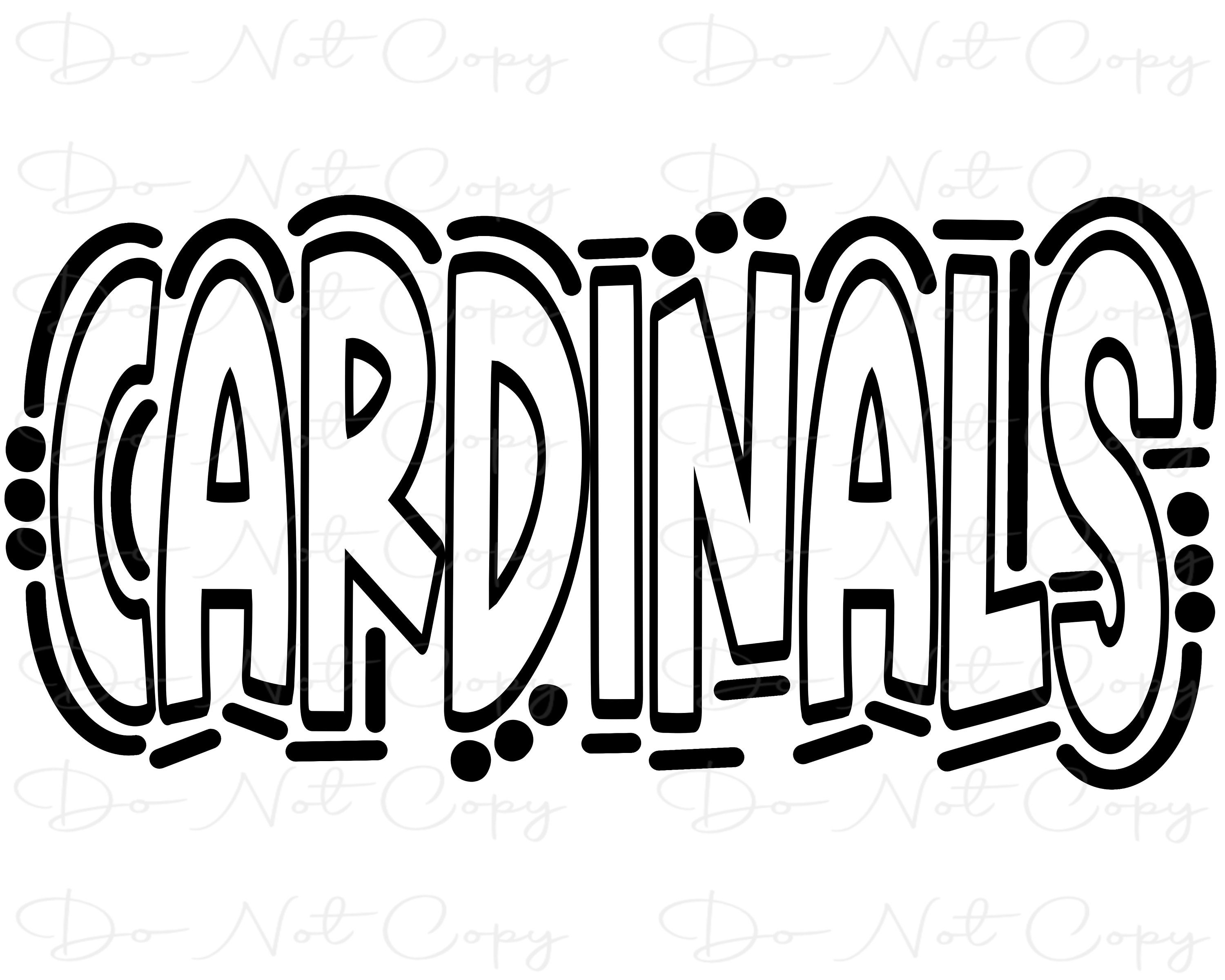Cardinals Doodle Word Sublimation PNG & SVG Digital Download | One-Word Graphic Design
