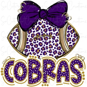 COBRAS - Fútbol y arco - Letras de garabatos - Espíritu escolar - Sublimación PNG - Arte digital