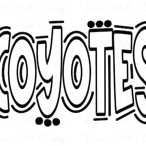 COYOTES - Fundo Transparente de Letras Doodle - Sublimação PNG e SVG - Arte Digital