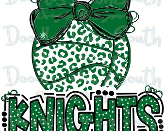 CABALLEROS - Leopardo de baloncesto - Con lazo - Espíritu escolar - Sublimación PNG - Arte digital