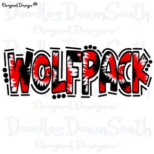 WOLFPACK -  Doodle Word Tie Dye - DTF Sublimation PNG - Digital Artwork - Clip Art