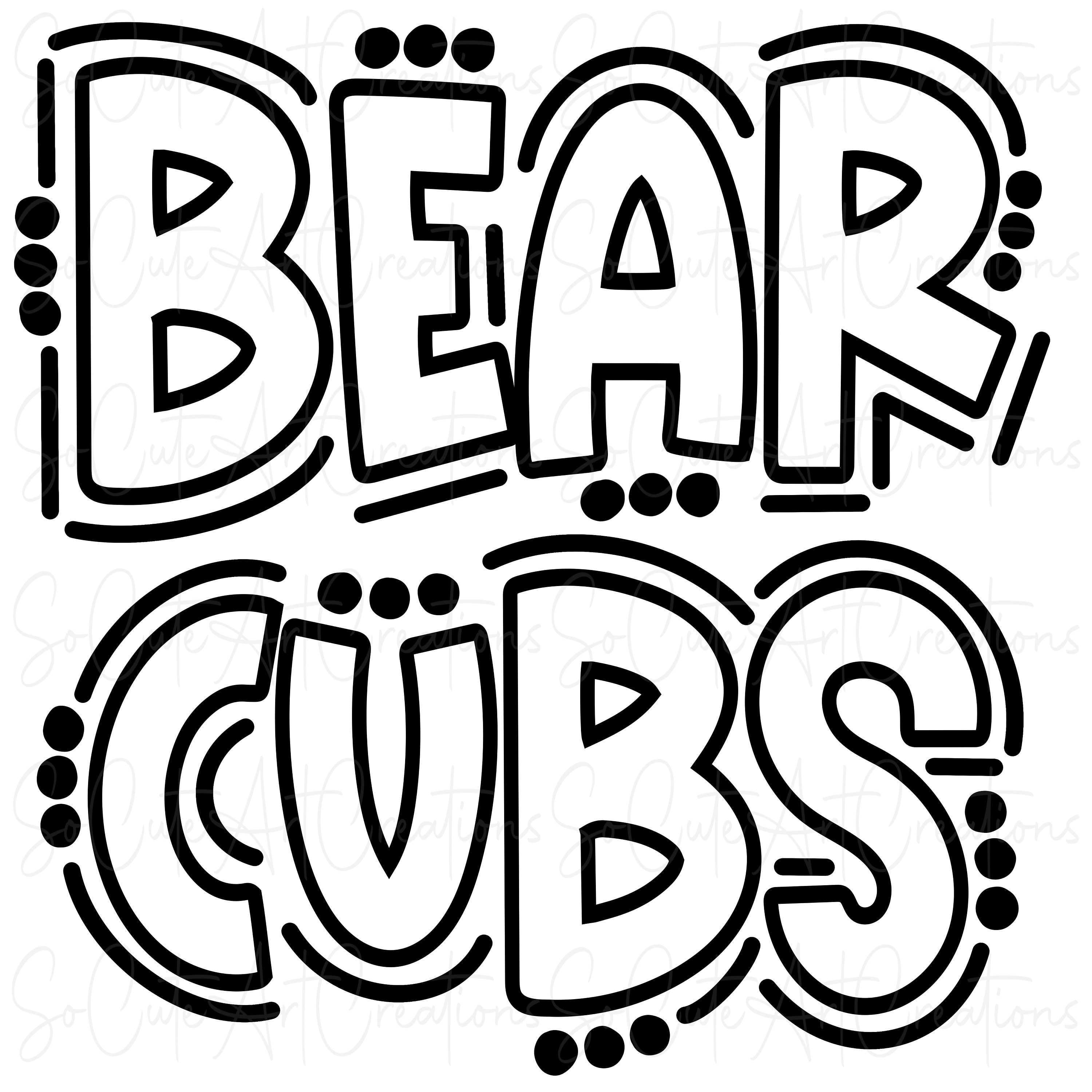 Bear Cubs - Doodle Letters Transparent Background - Sublimation PNG and ...