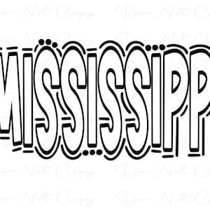 Mississippi - Doodle Letters Transparent Background - Sublimation PNG and SVG - Digital Artwork