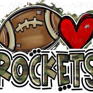 Camo Rockets Fútbol - Espíritu escolar - Sublimación PNG - Arte digital