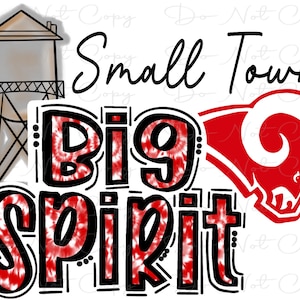 Small Town Big Spirit - Black and Red Ram - Doodle Letters TieDye - Sublimation PNG - Digital Artwork - Clip Art