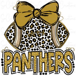 PANTHERS - Football and Bow - Doodle Letters - School Spirit - Sublimation PNG - Digital Art