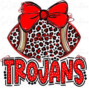 TROJANS Fußball und Schleife - Doodle Letters - Schulgeist - Sublimation PNG - Digital Art