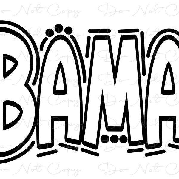 BAMA - Doodle Letters Transparent Background - Sublimation PNG and SVG - Digital Artwork