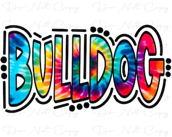 BULLDOG - Doodle Word TieDye - Sublimatie PNG - Digitaal artwork - Clip Art