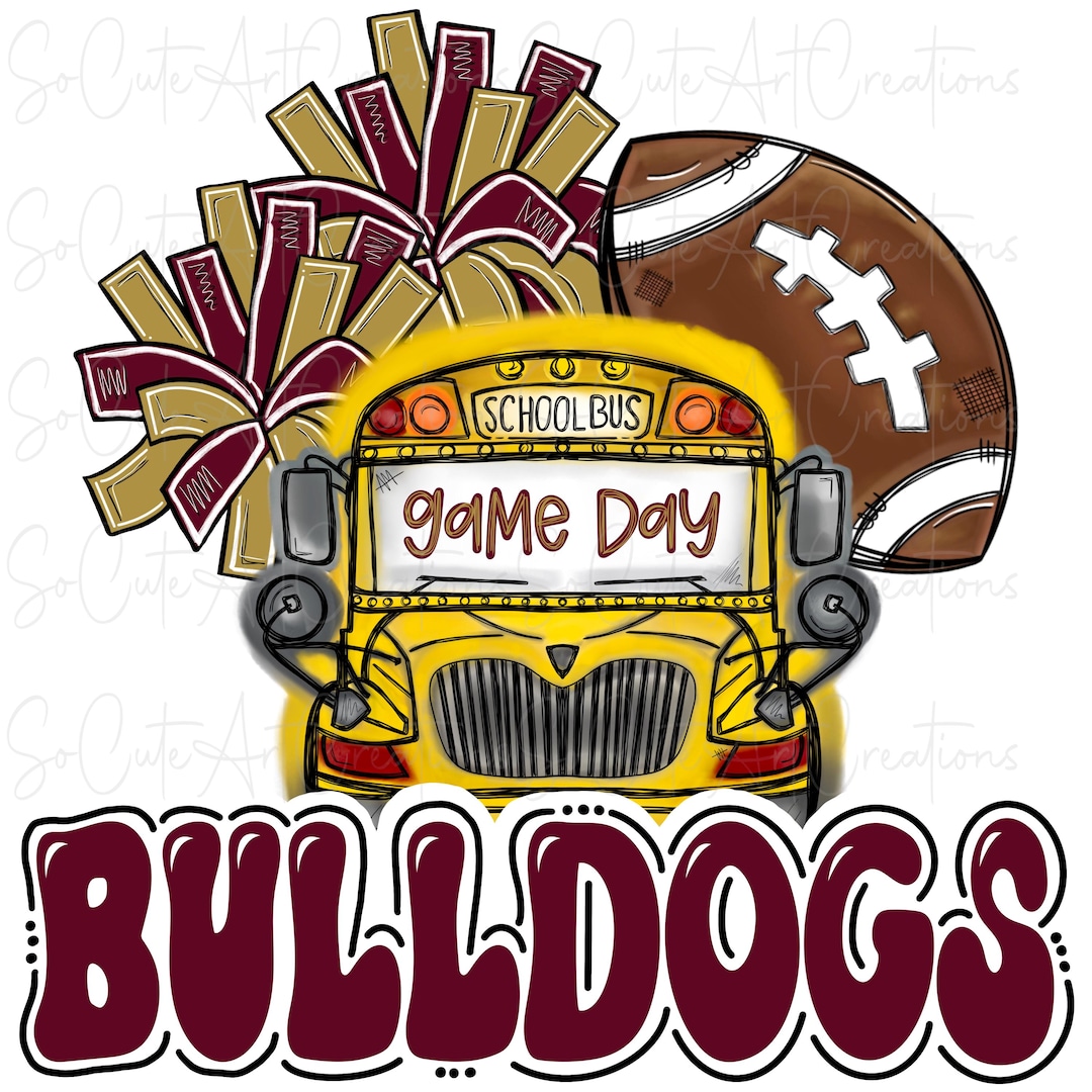 Game Day School Bus PNG: Bulldogs Football Clipart (digital Artwork) - Etsy