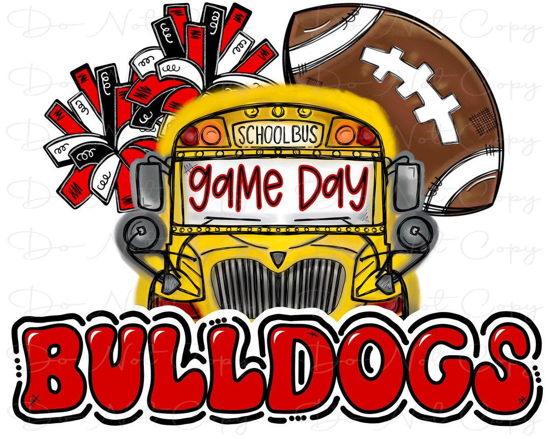 Game Day School Bus PNG: Bulldogs Football, Pompoms (digital Artwork ...