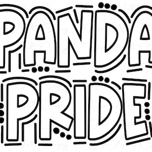 Panda Pride - Doodle Word Transparent Background - Sublimation PNG and SVG - Digital Artwork