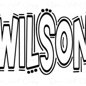 WILSON - Doodle Letters - Transparent - Sublimation PNG SVG - Digital Artwork - Clip Art