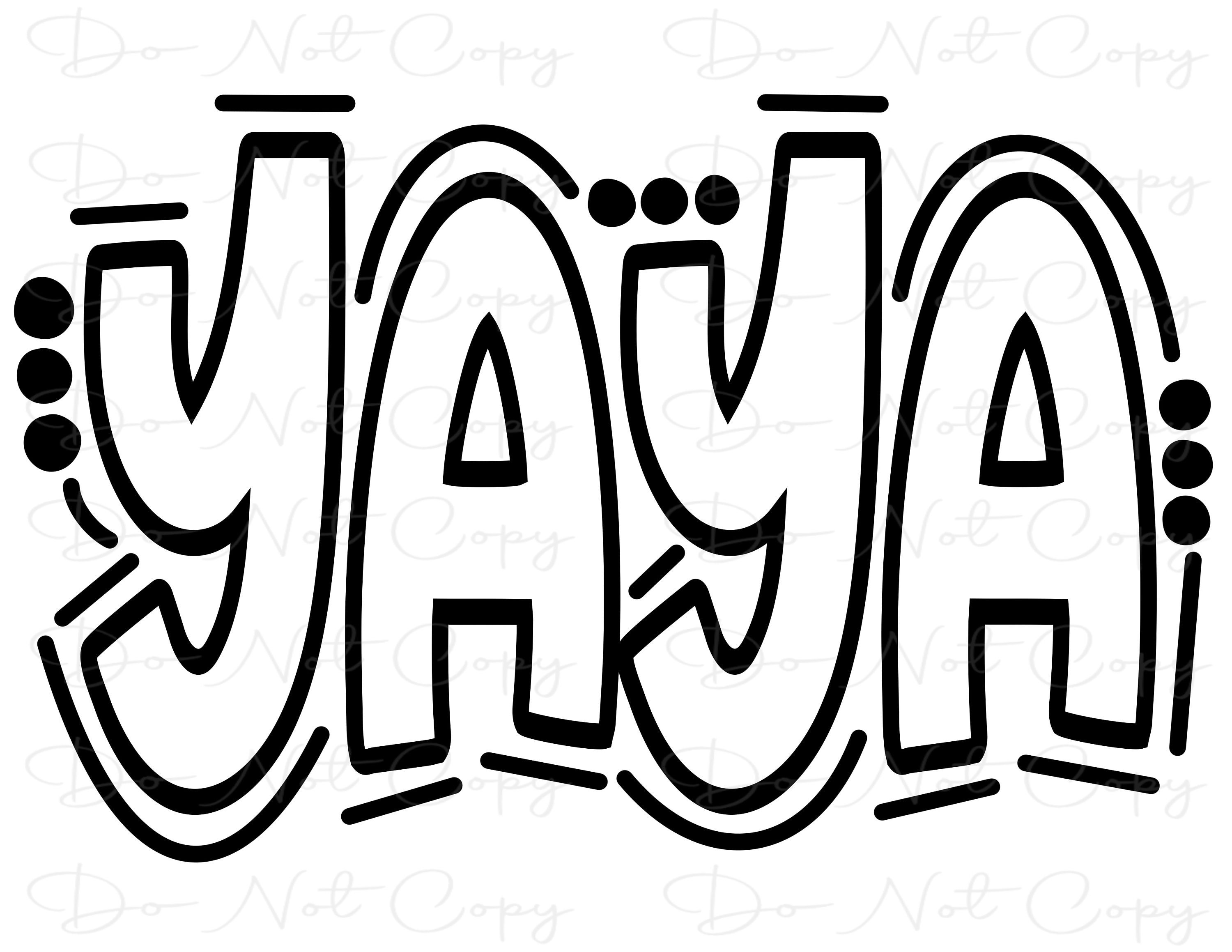 Yaya - Doodle Letters - Transparent - Sublimation PNG SVG - Digital ...
