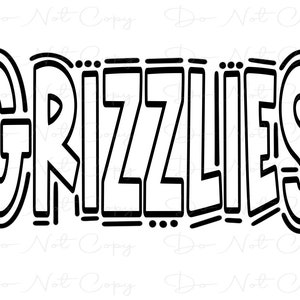 GRIZZLIES - Doodle Letters Transparent Background - Sublimation PNG and SVG - Digital Artwork